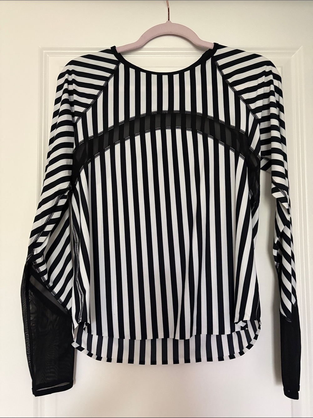 lululemon athletica Black and White Vertical Stripe Long-Sleeve Top